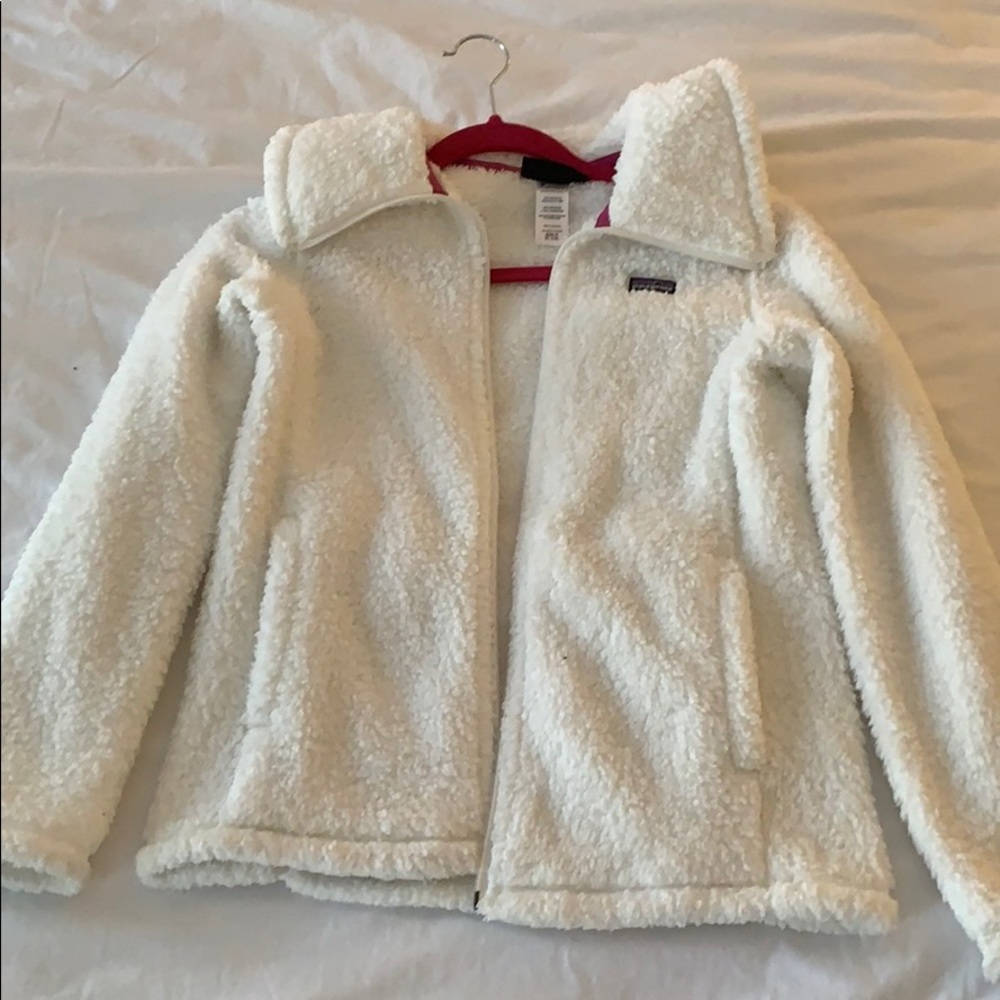 Girls White Patagonia Zip Up